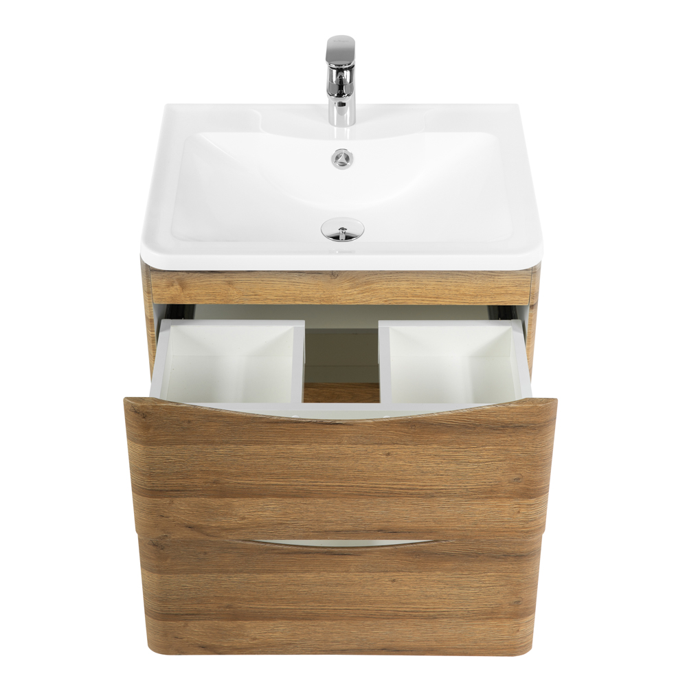 Приобрести belbagno тумба с раковиной acqua 60 см, подвесная rovere rustico, белая раковина