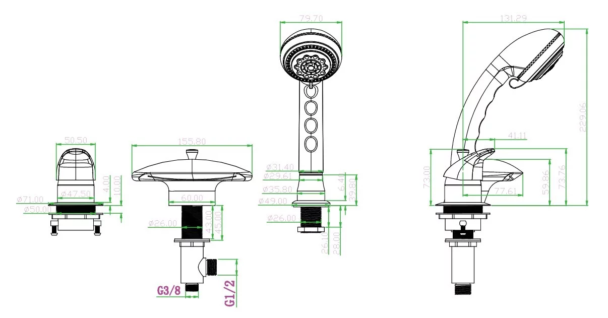 Приобрести boheme смеситель на борт ванны aqua design, золото 398