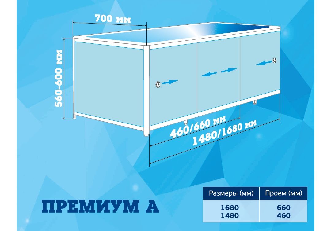 Приобрести экран п/в премиум а 1,68 (белый)/2 (подходит к акриловым ваннам)