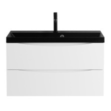 BelBagno Тумба с раковиной MARINO 90 см, подвесная Bianco Opaco, чёрная раковина