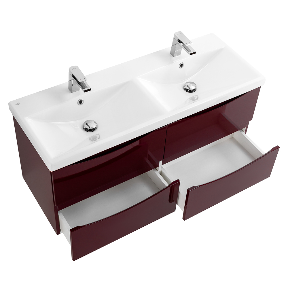 Приобрести belbagno тумба с раковиной marino-cer 120 см, подвесная с ящиками bordo lucido, белая раковина