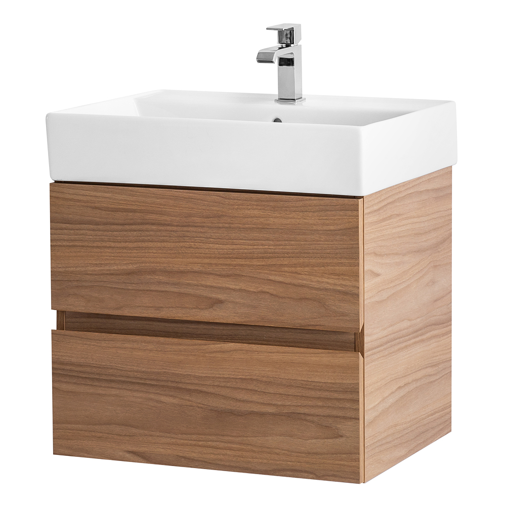 Приобрести cezares тумба подвесная с раковиной molveno 46 60 см noce chiaro, черный molveno 46-60-2c-so-nс