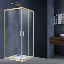 Vincea Душевое ограждение Alpha 100х100 см, прозрачное, брашированное золото VSS-3AL100CLG