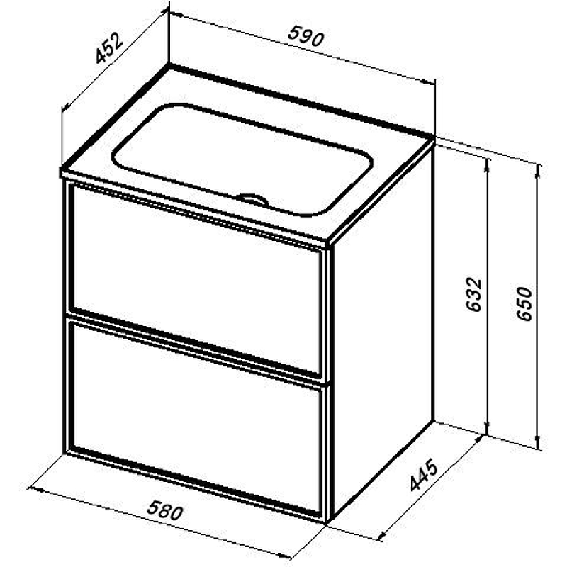 Приобрести aquanet тумба с раковиной арт 60 см, ясень графит