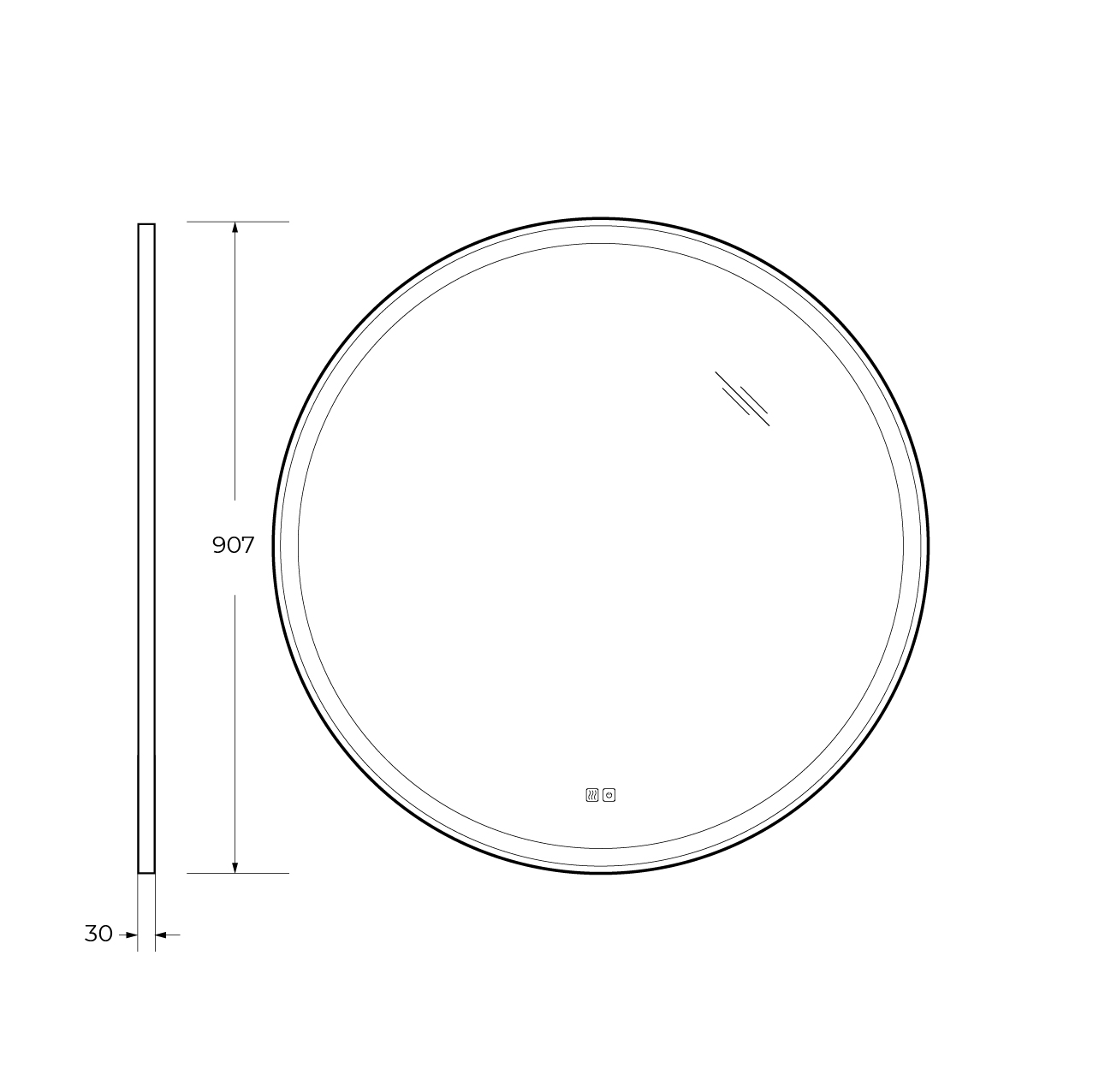 Приобрести cezares зеркало cadro 90х90 см, металлическая рама, подсветка, сенсорное включение, подогрев czr-spc-cadro-900-led-tch-warm