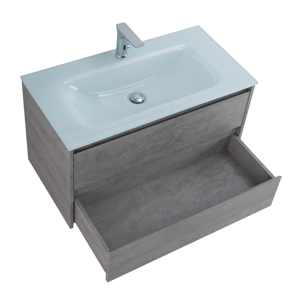 Приобрести belbagno тумба с раковиной kraft 80 см, подвесная cemento grigio, стеклянная раковина
