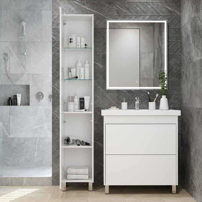 Приобрести briz пенал напольный ricci 35 см, белый, правый, п-35