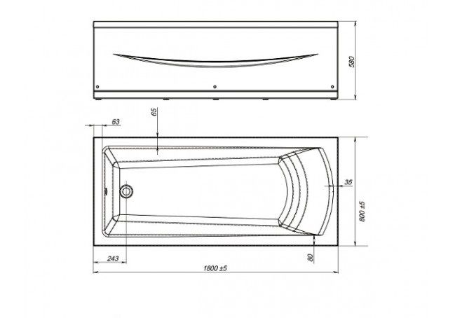 Приобрести mirsant акриловая ванна ривьера premium 180x80 см