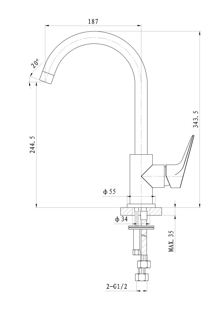 Приобрести смеситель для кухни wonzon & woghand balance, хром (ww-052101-cr)