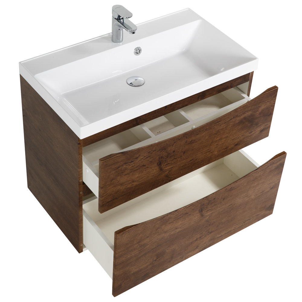 Приобрести belbagno тумба с раковиной marino-h60 80 см, подвесная rovere moro, белая раковина