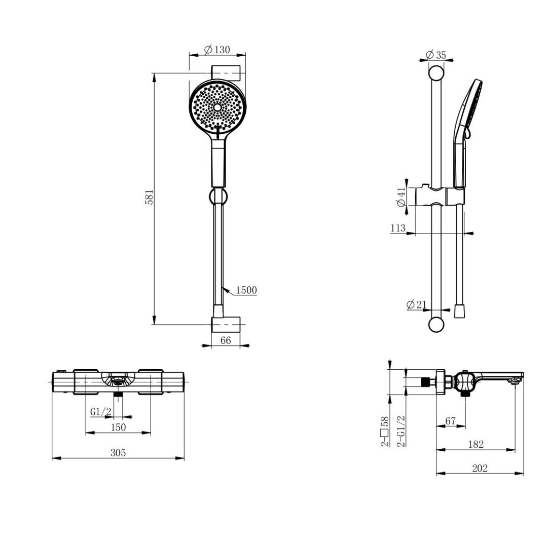 Приобрести смеситель для ванны с душем и термостатом wonzon & woghand solid, черный матовый (ww-c2011-a-mb)