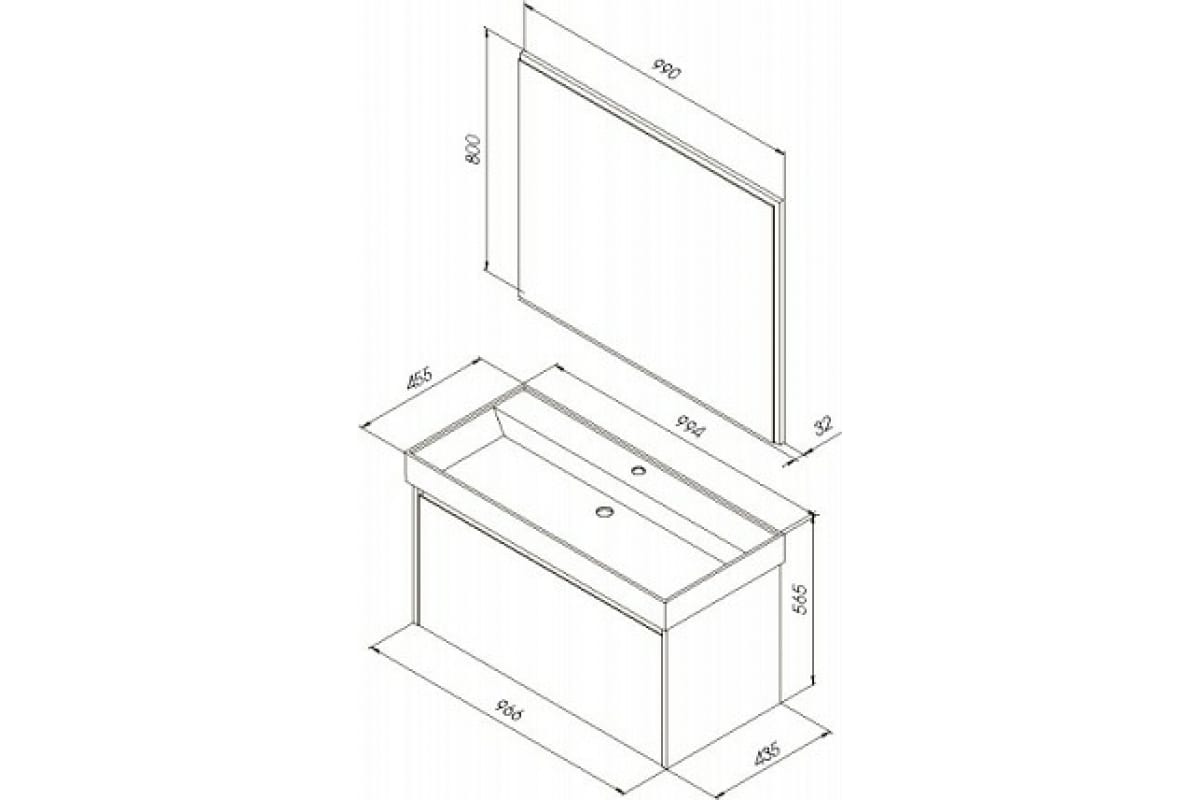 Приобрести aquanet зеркало nova lite 100 см, led подсветка, дуб рошелье