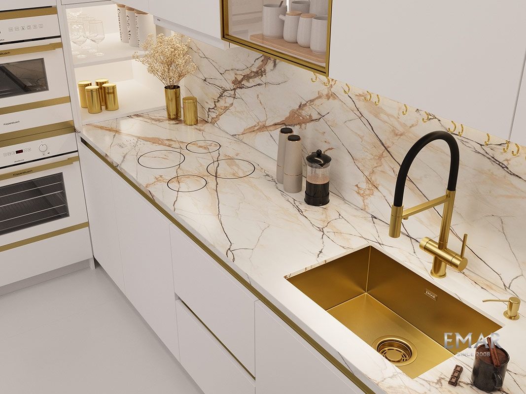 Приобрести emar кухонная мойка 54х42 см, золото emb-123a pvd emb-128a pvd nano golden