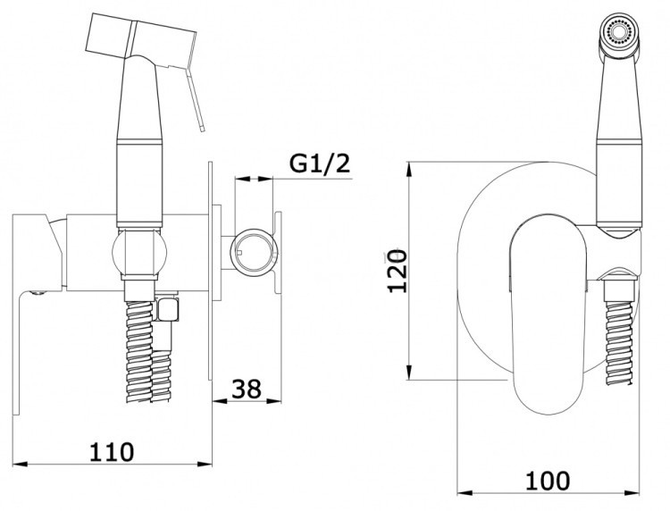 Приобрести смеситель с гигиеническим душем, встраиваемый vieir camomilla, графит/gun metal v283551g