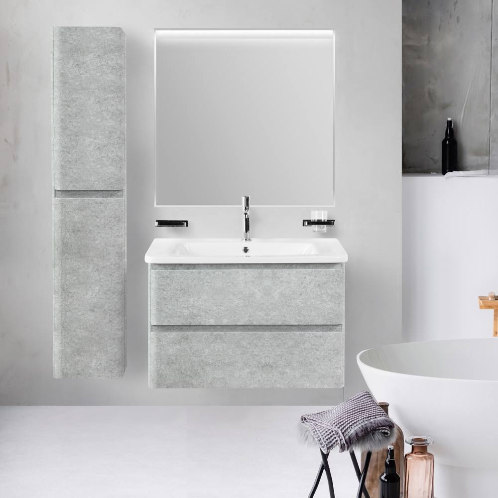 Приобрести belbagno тумба с раковиной albano-cer 80 см, подвесная cemento verona grigio, белая раковина