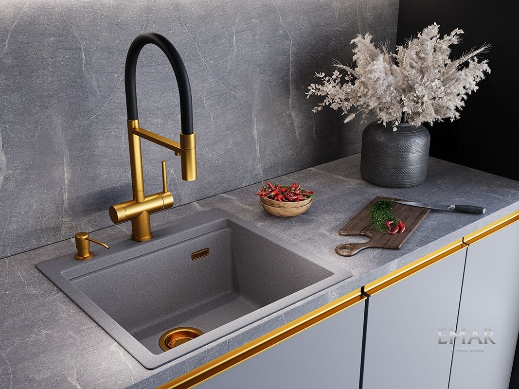 Приобрести emar смеситель для кухни, золото ес - 7024 pvd golden