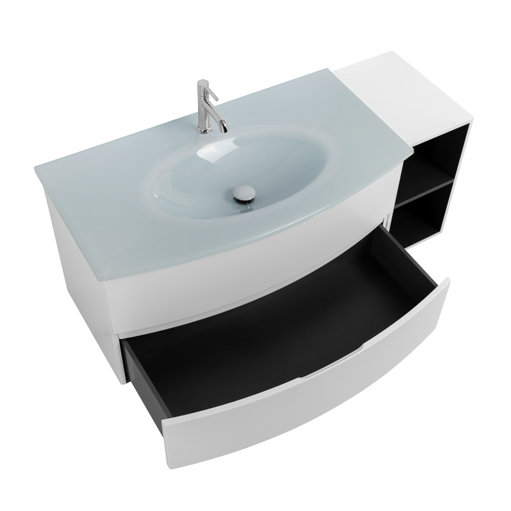 Приобрести cezares тумба подвесная с раковиной elettra 130 см bianco opaco, стекло, белая 55525