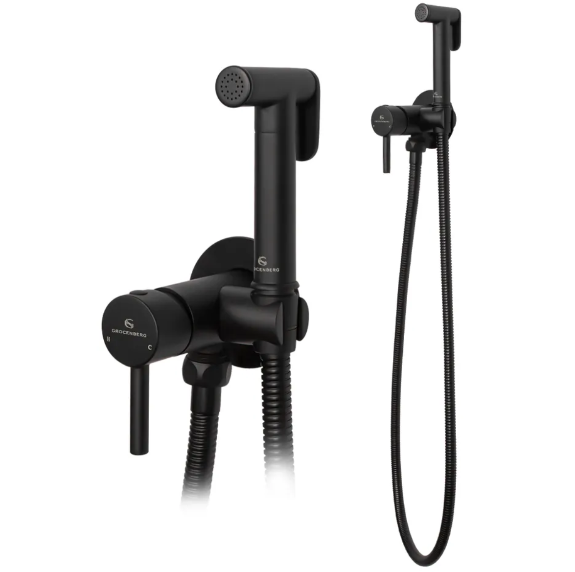 Приобрести grocenberg смеситель с гигиеническим душем, черный матовый gb001bl