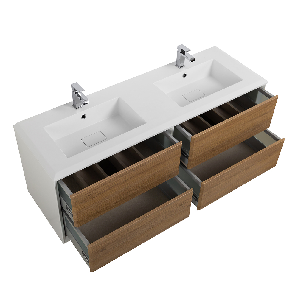 Приобрести cezares тумба подвесная с раковиной на две чаши bellagio 140 см rovere tabacco, дерево 54716