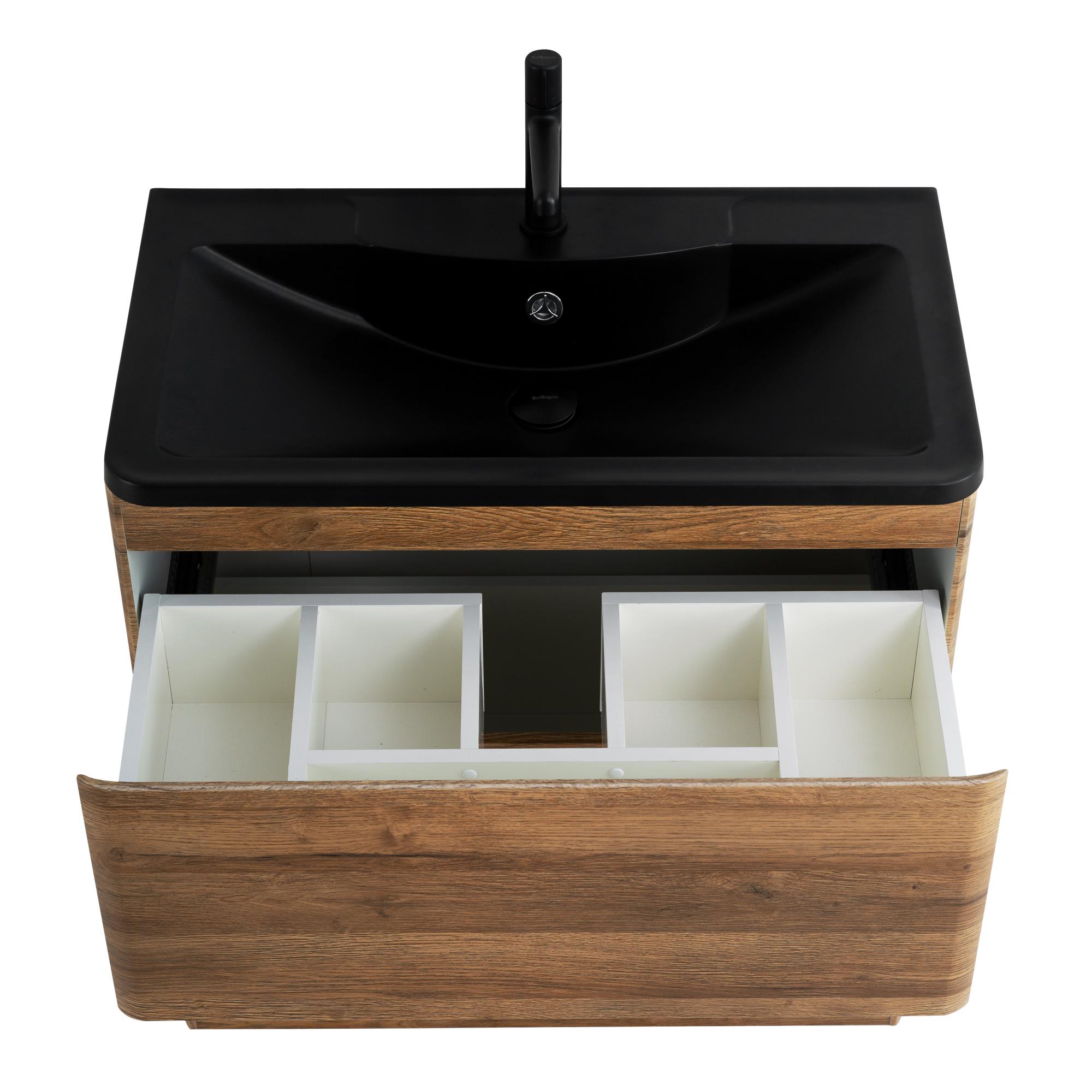 Приобрести belbagno тумба с раковиной albano 100 см, напольная rovere rustico, чёрная раковина