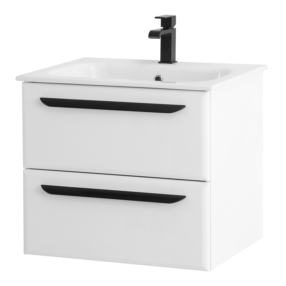 Приобрести cezares тумба подвесная с раковиной eco-cer 60 см bianco lucido, белый глянец eco-cer-600-2c-so-bl