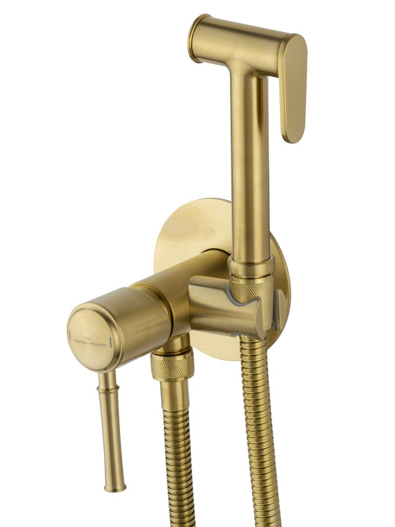 Приобрести смеситель с гигиеническим душем встраиваемый wonzon & woghand tor, брашированное золото (ww-88829073-bg)