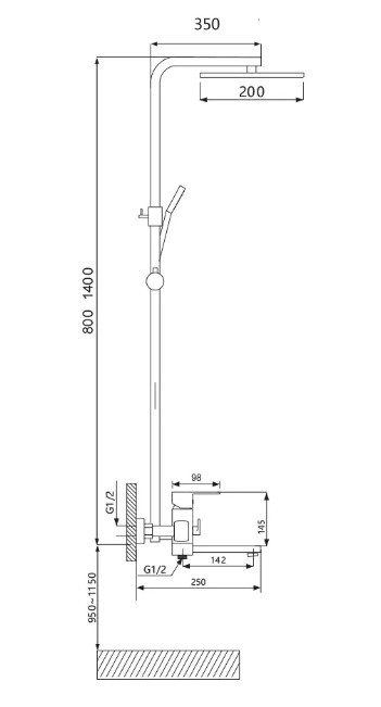 Приобрести душевая система vieir gunzi 1400 мм, хром v113562