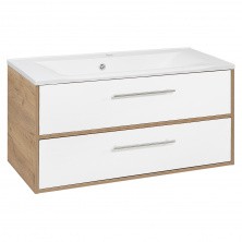 AQUA DE MARCO Тумба подвесная с раковиной Melbourne 100 cм. дуб-белый