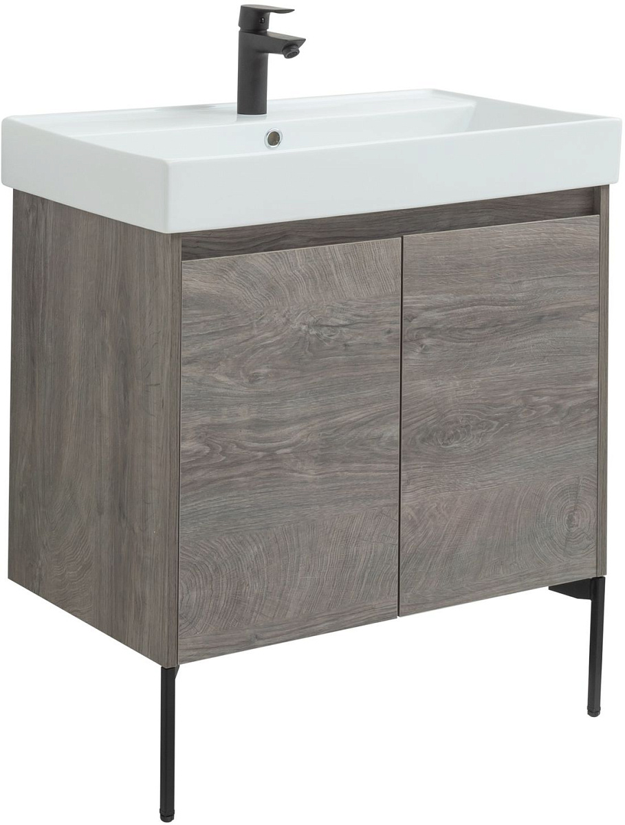 Приобрести aquanet тумба с раковиной nova lite 75 см,дуб рошелье (2 дверцы)