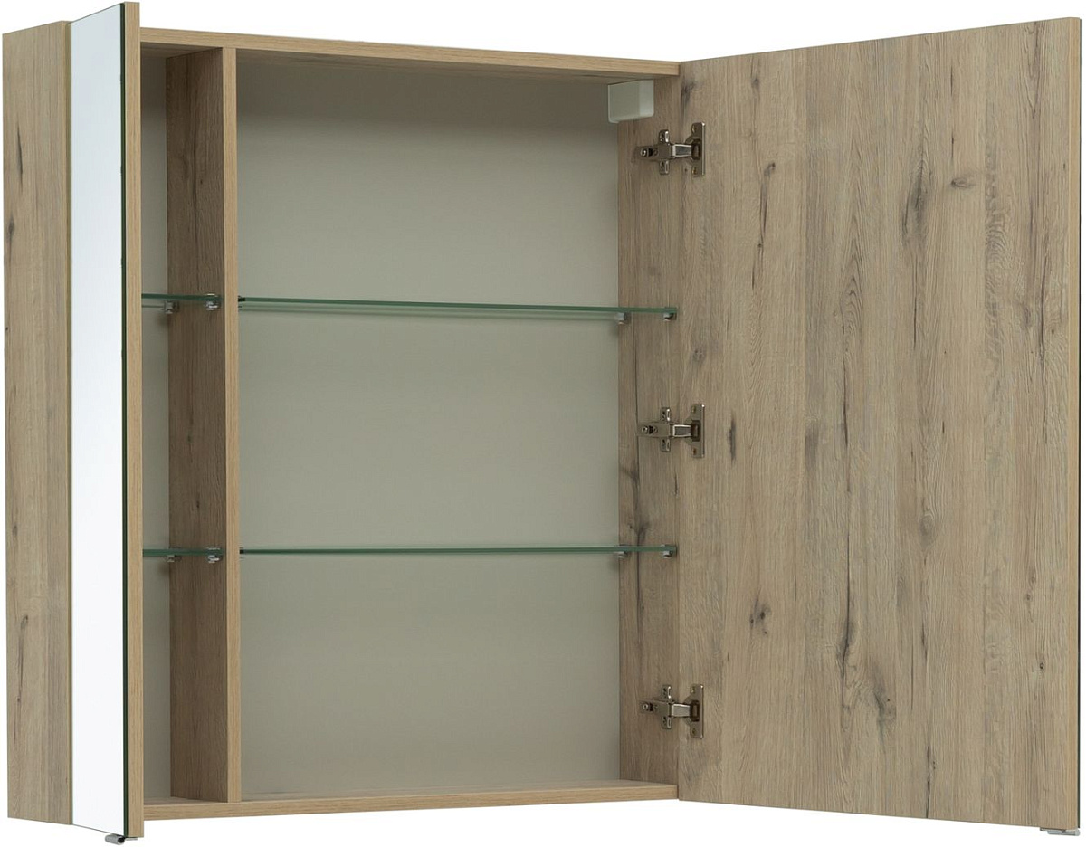 Приобрести aquanet зеркальный шкаф алвита new 80 см, дуб веллингтон белый