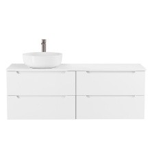 BelBagno Тумба со столешницей ETNA 120 см, подвесная Bianco Lucido, раковина слева