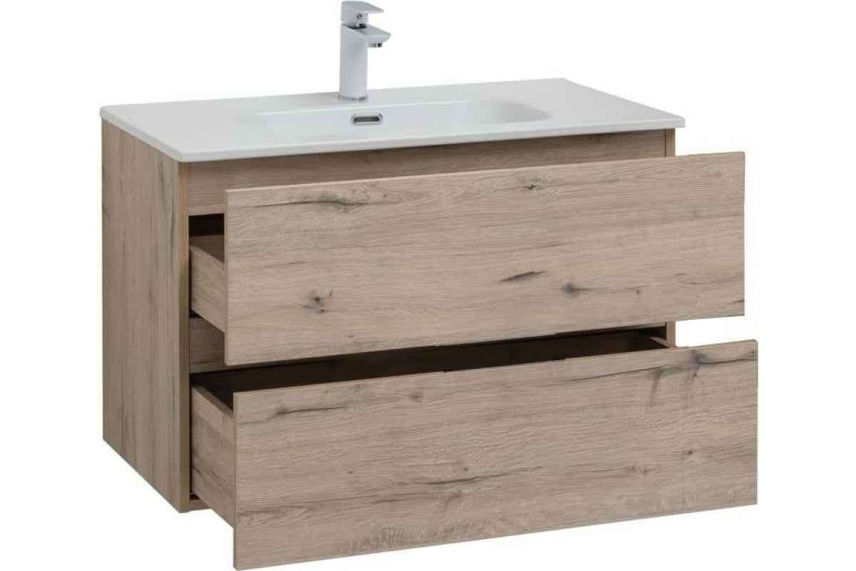 Приобрести aquanet тумба с раковиной алвита new 80 см, 2 ящика, дуб веллингтон белая