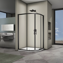 Veconi Душевое ограждение Rovigo 80х100 см, черное, прозрачное RV08B-10080-01-C3