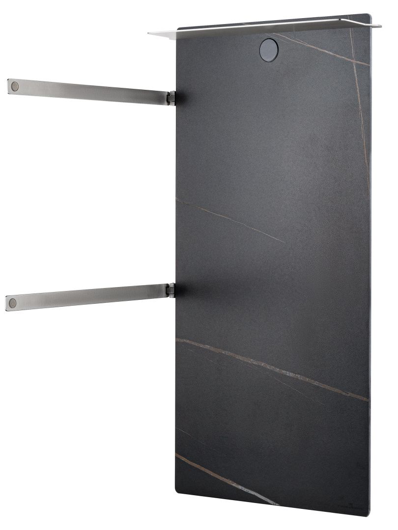 Приобрести полотенцесушитель электрический с каменной плитой черный мрамор wonzon & woghand stuttgart, брашированный никель (ww-a504-br)