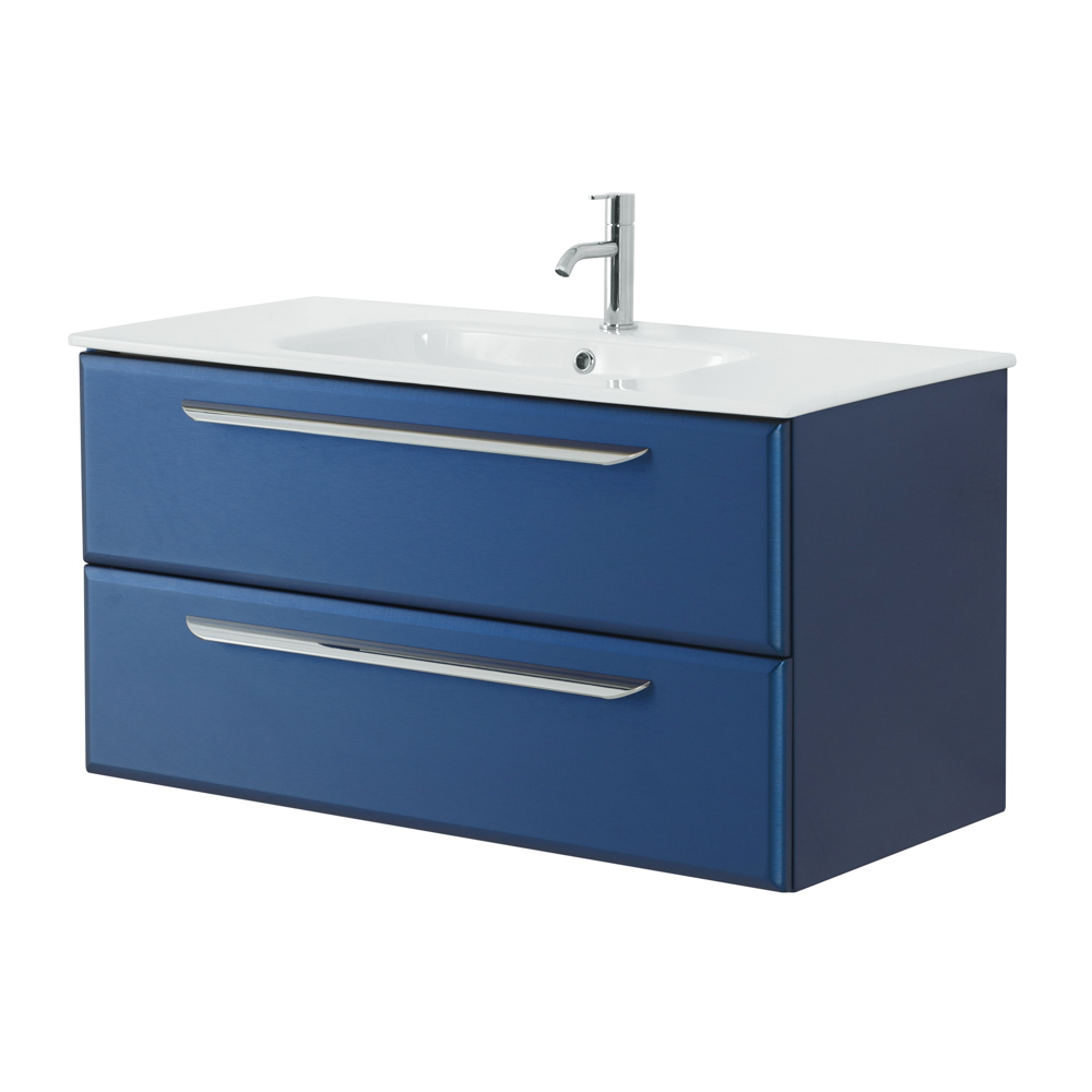 Приобрести cezares тумба подвесная с раковиной eco-cer 100 см sapfiro, синяя eco-cer-1000-2c-so-spf-p