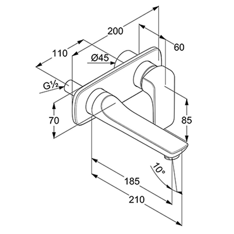 Приобрести kludi ameo настенный смеситель для умывальника, внешняя монтажная часть, длина излива 185 мм, арт. 412440575