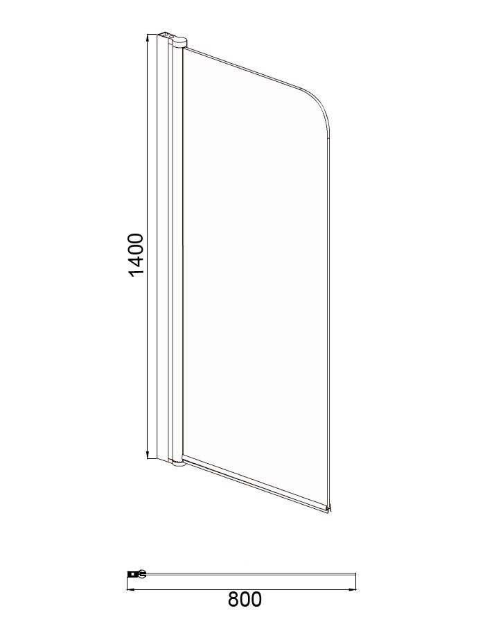Приобрести azario шторка для ванны merrit 800*1400мм, 5 мм, черный профиль az-nf6211 800 black