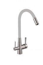 Savol Смеситель для кухни 340мм, гибкий излив, серый\сатин S-L1806L-04