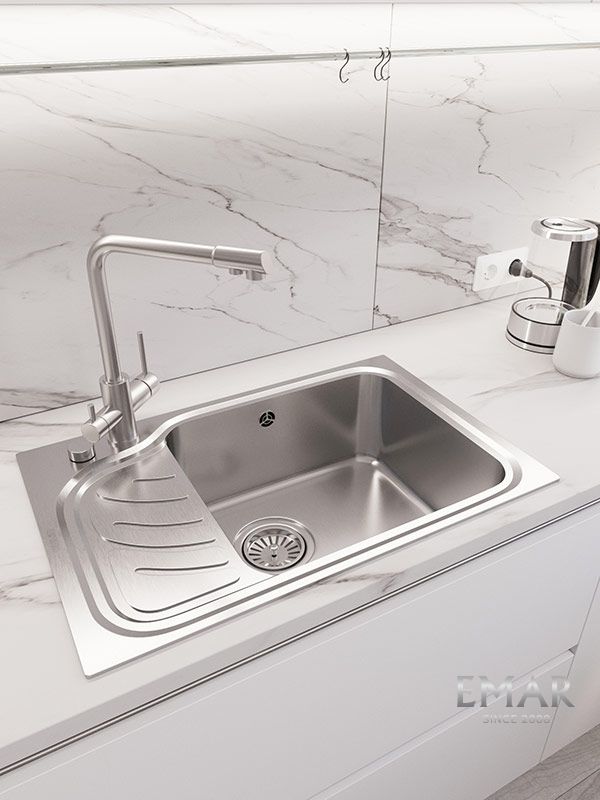 Приобрести oulin кухонная мойка 69х45 см, правостороняя, сатин oulin ol-327r