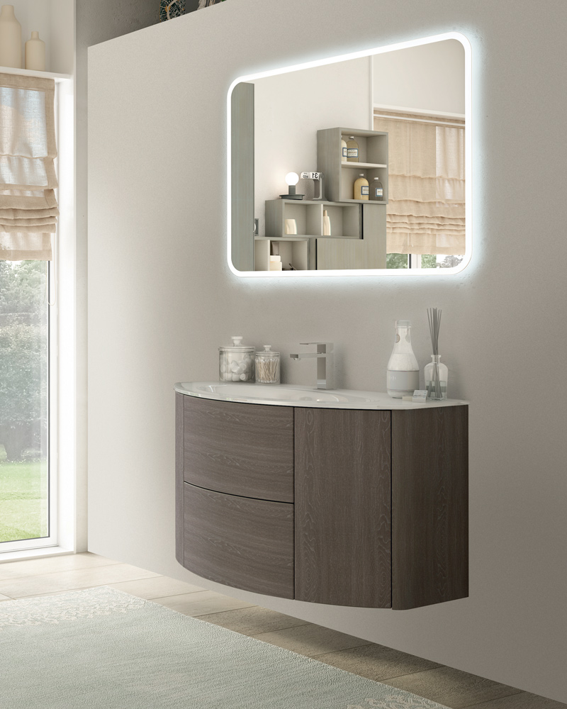 Приобрести cezares тумба подвесная с раковиной eden 91 см rovere scuro soft, стекло, коричневая 55070