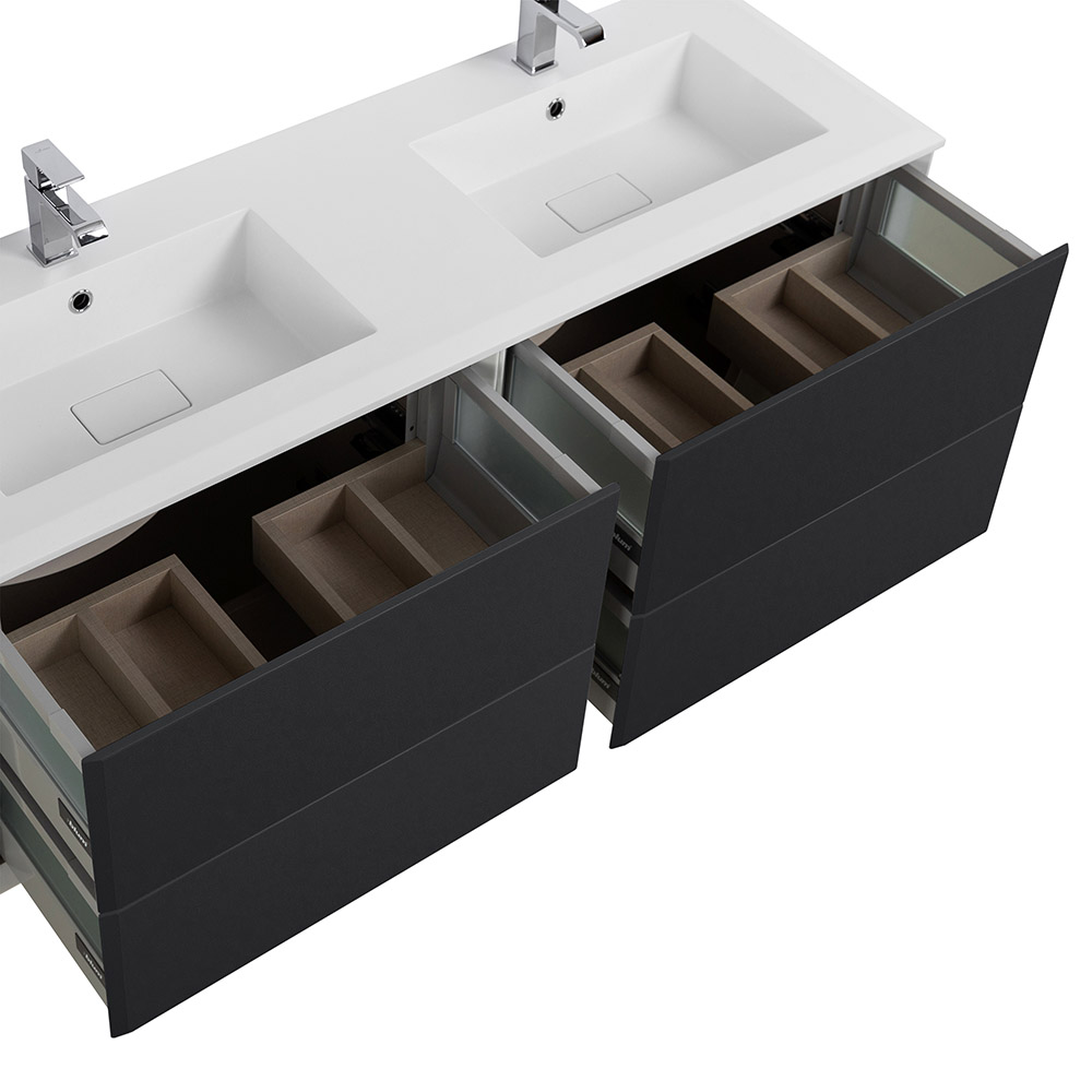 Приобрести cezares тумба подвесная с раковиной на две чаши bellagio 140 см grafite, графит 54715