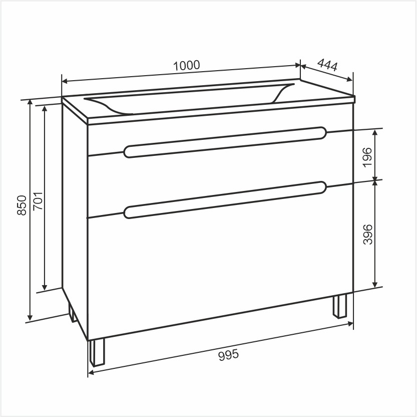 Приобрести aqua de marco тумба напольная с раковиной olivia 100см, два ящика, белый 2100coli/f; 2100olivia