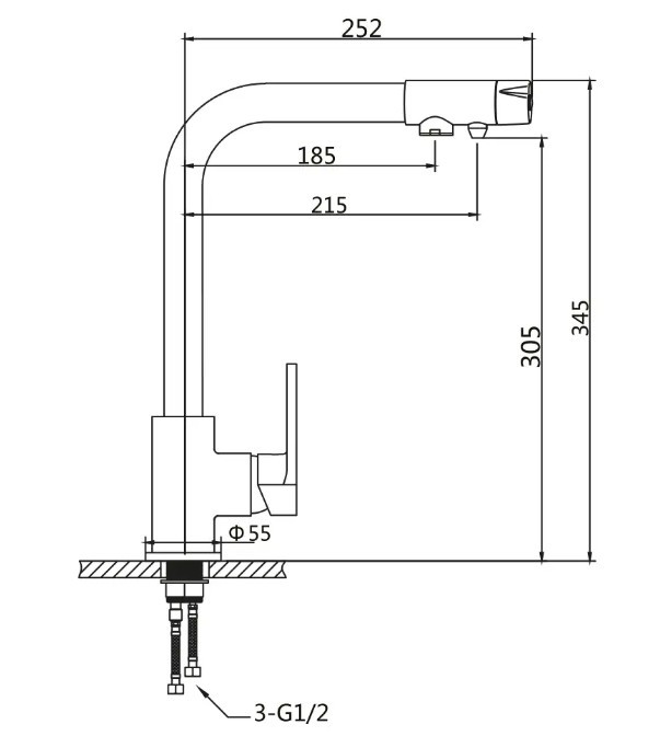 Приобрести смеситель для кухни vieir kitchen 345 мм, с подключением к фильтру, черный v15008c