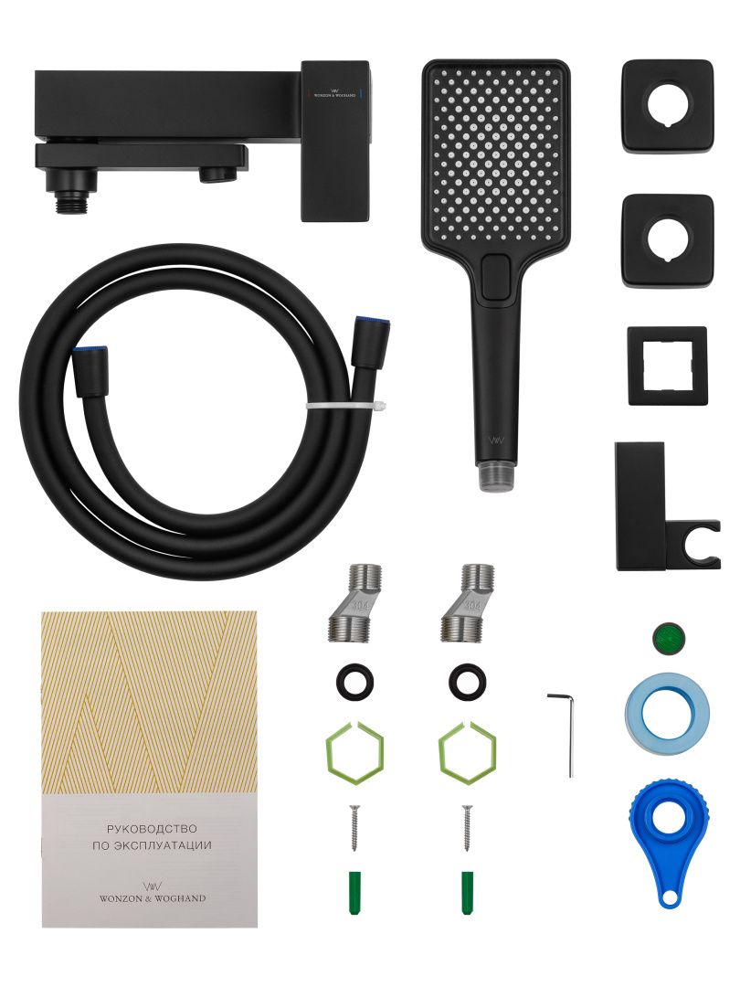 Приобрести смеситель для ванны с душем wonzon & woghand cube, черный матовый (ww-88639016-mb)