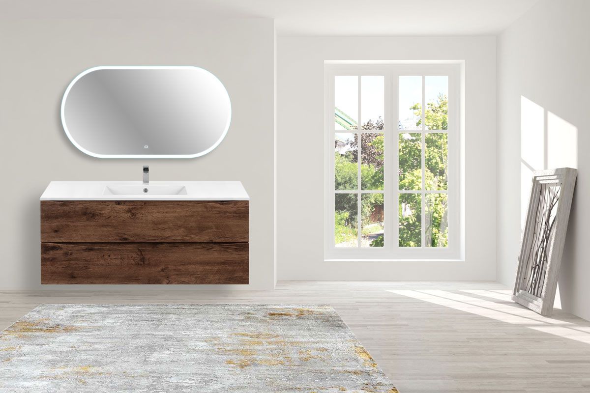 Приобрести vincea тумба подвесная mia 120 см, темное дерево с белой раковиной vmc-2mc120rw;vbs-13120