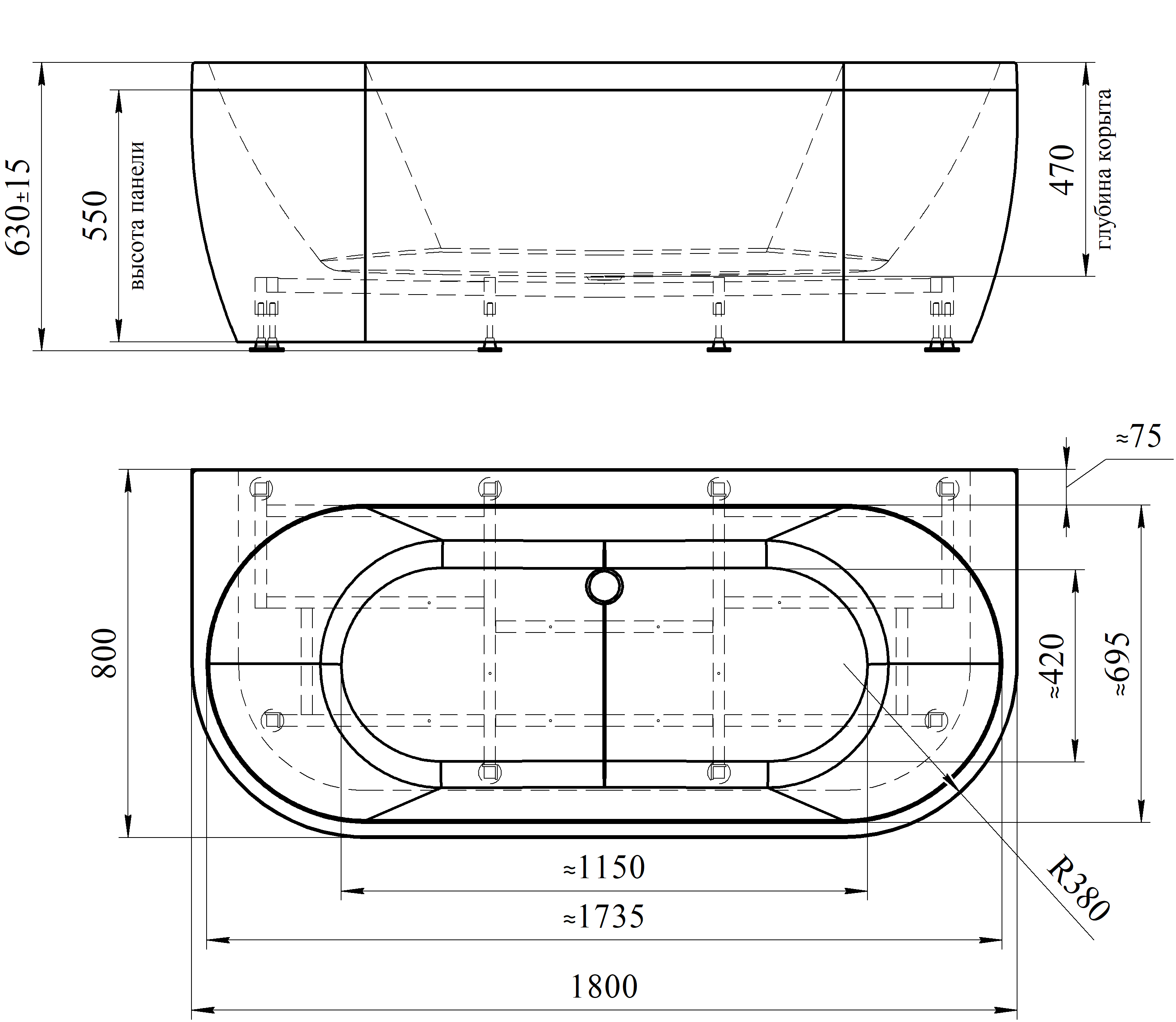 Приобрести акриловая ванна радомир вальс макси 180x80 см ( комплект каркас и слив )