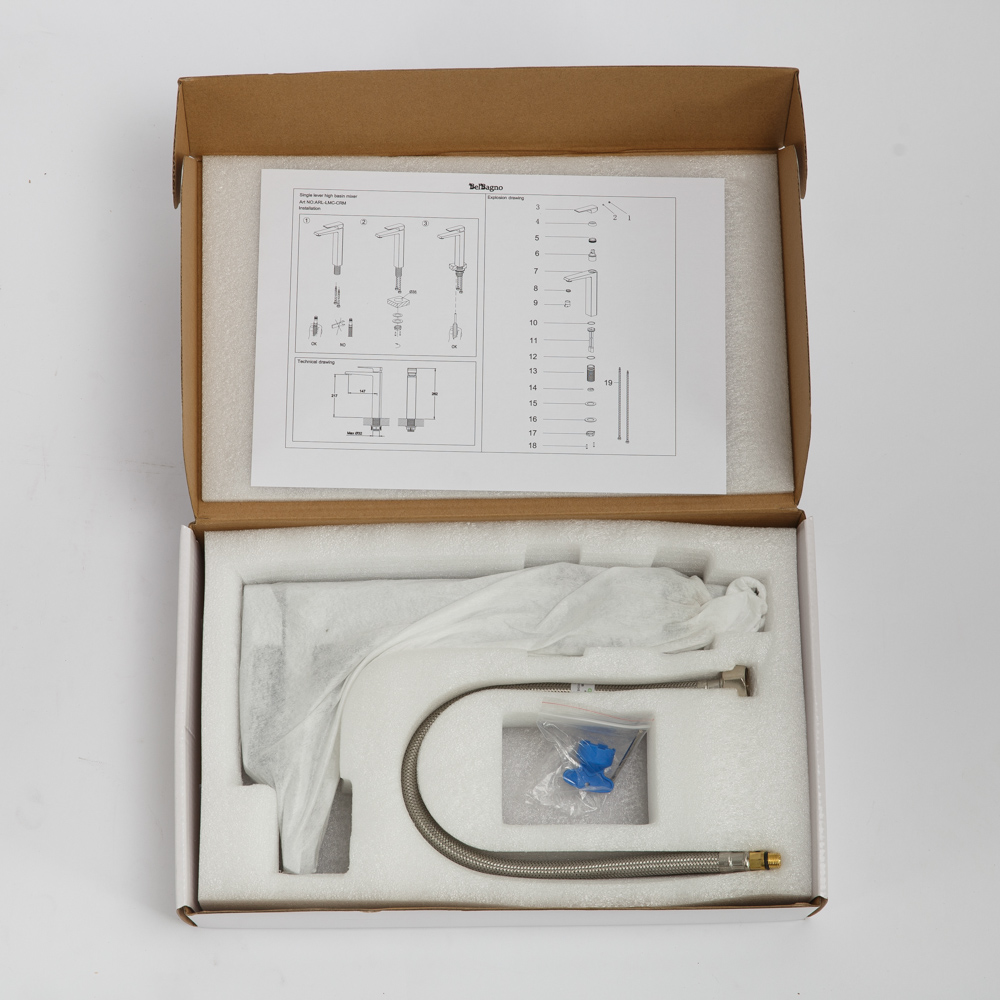 Приобрести belbagno смеситель для раковины arlie, высокий arl-lmc-crm