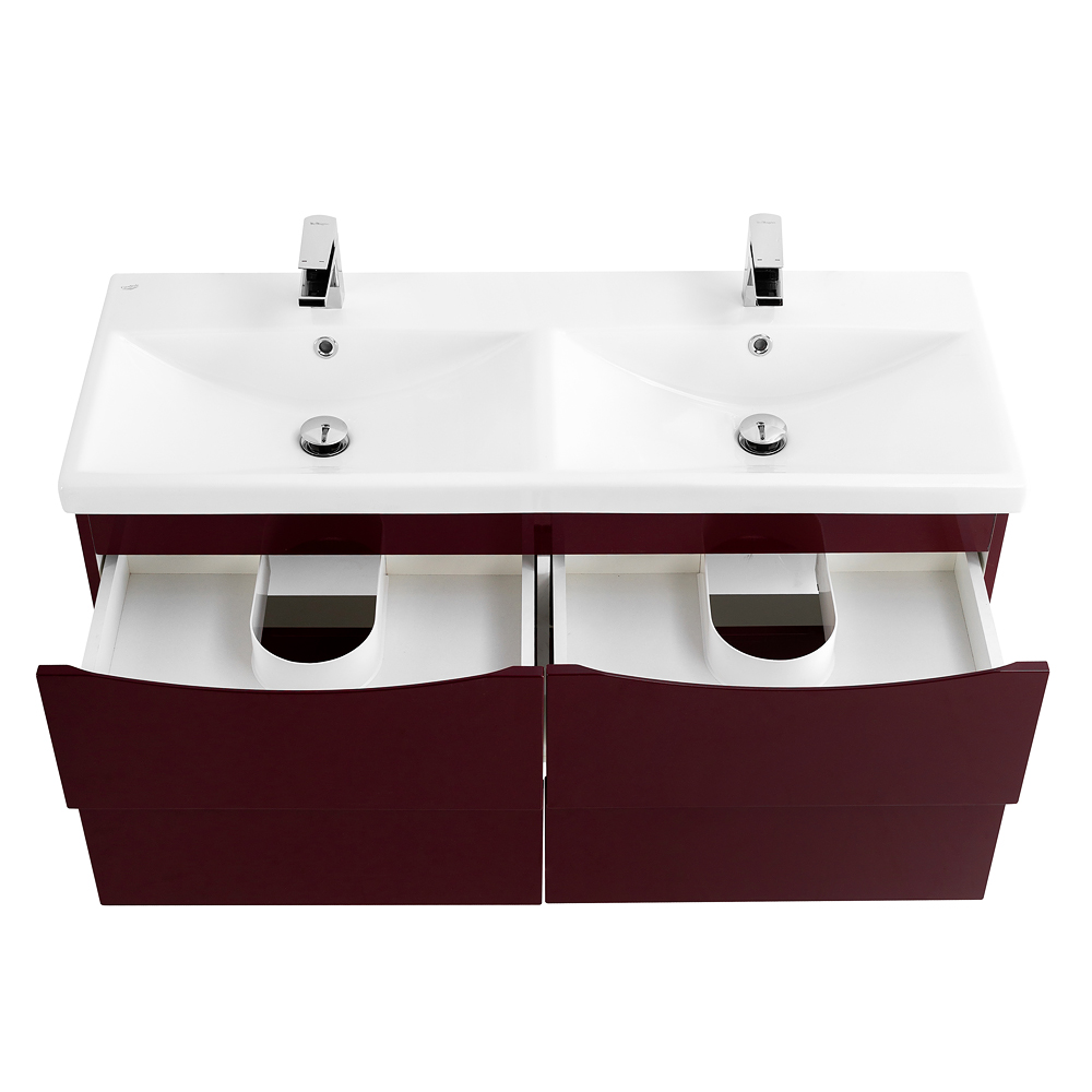 Приобрести belbagno тумба с раковиной marino-cer 120 см, подвесная с ящиками bordo lucido, белая раковина