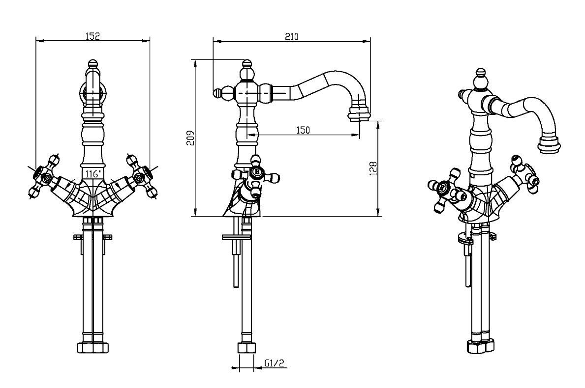 Приобрести boheme смеситель для раковины medici presente, высокий, бронза\кристаллы 312-sw