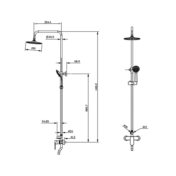 Приобрести iddis душевая система rosco, круглая d-200мм, хром rossb1fm06
